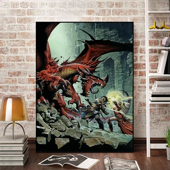 Домашний декор D-Dungeons D-Dragons Gamer Украшение комнаты Видеоигра Декоративный плакат на стене Гостиная Декоративная картина