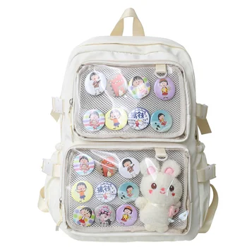 Высококачественный прозрачный рюкзак из ПВХ Школьные сумки для девочек Роскошный дизайнерский значок Kawaii Hangings Повседневная книга Рюкзак для путешествий