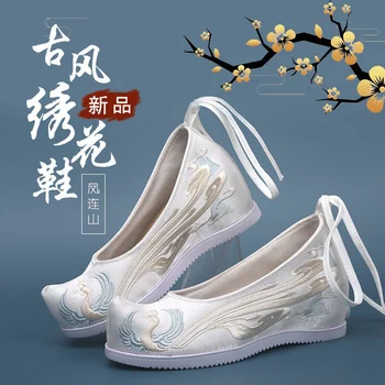 Древний Китайский Традиционный Танец Ханьфу Представление Вышивка Холст Обувь На Плоской Основе Восточные Женщины Свадьба Старая Пекинская Обувь
