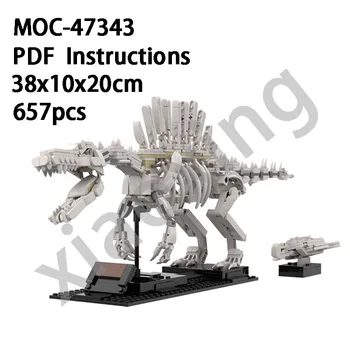  Новый MOC-47343 Динозавр Ископаемый Спинозавр Белый Скелет 657 шт. Взрослый блок сращивания Детская развивающая игрушка на день рождения.