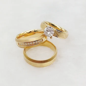 Harmony 3 шт. Love Valentine Пары Обручальные кольца для мужчин и женщин 18-каратные позолоченные ювелирные изделия из нержавеющей стали