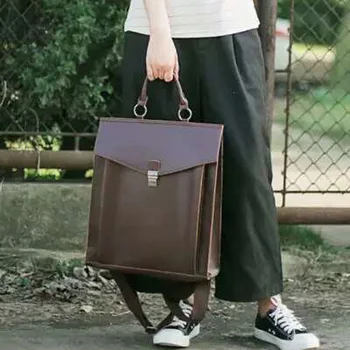 Винтажный модный женский рюкзак большой емкости 14-дюймовый сумка для ноутбука повседневный кожаный женский рюкзак