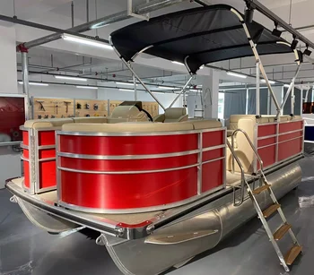 Индивидуальный новый дизайн 19-футовая 5,8-метровая роскошная алюминиевая сварная понтонная лодка с чехлом для семейной вечеринки