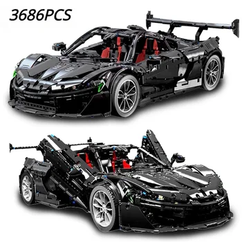 Новый технический 1:8 Черный McLarens Супер Спорт Модель Модель Строительные Блоки Сборка Автомобиля Кирпичи Игрушки Для Взрослого Мальчика Рождественский Подарок