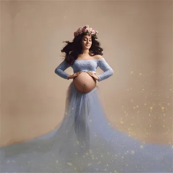 Сексуальное кружевное платье для фотографии беременных женщин топы тюль юбка для фотосессии беременности наборы для беременных женщин Baby Shower Maxi Платье