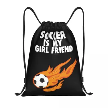 Футбольный огонь Футбольный рюкзак на шнурке Женщины Мужчины Спортзал Спорт Рюкзак Складной Сумка Для Покупок Мешок