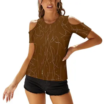 Летняя женская футболка в горошек с принтом с открытыми плечами с коротким рукавом футболка Y2k Одежда Повседневные футболки для женщин