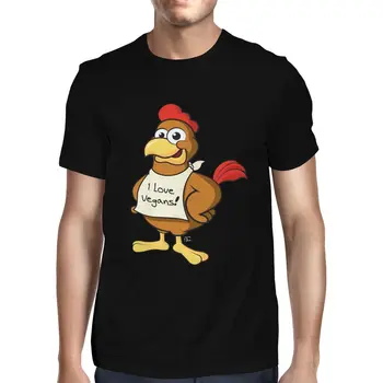 1Футболка мужская I Love Vegans, футболка с курицей