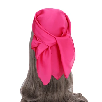 Однотонный шарф Мужчина Женщины Мода Хип-Хоп Повязка на голову Бандана из искусственного шелка Платок для леди 70 * 70 см