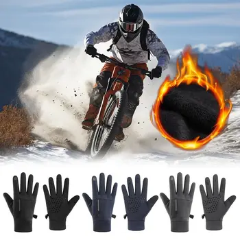  Ветрозащитные зимние перчатки Нескользящие с карманами Варежка с сенсорным экраном Водонепроницаемая Сохраняйте тепло Мотоцикл Лыжные перчатки для скалолазания