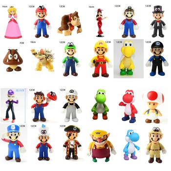 Игра Super Mario Bros Мультяшные куклы Модель аниме фигурки Луиджи Йоши Марио Креативная коллекционная модель Игрушки для детей Подарок на день рождения