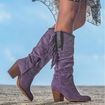 Lady Boots Бренд Женская обувь Зимняя обувь Сексуальное бедро Высокие каблуки Высокие сексуальные сапоги с круглым носком-Женская мода 2023 Выше колена