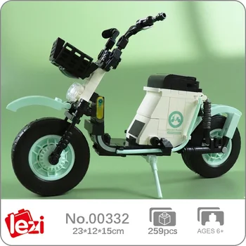 Lezi 00332 Vehicle World Общий электрический велосипед Велосипед Зеленый Модель мотоцикла Мини-блоки Кирпичи Строительная игрушка для детей Без коробки