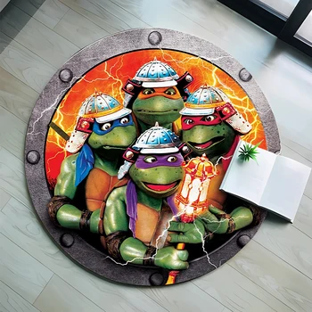 Teenage Mutant Ninja Turtles Фланелевый круглый коврик Нескользящий ковер Аниме Принт Гостиная Кухня Ванна Коврик Украшения для дома