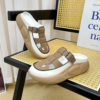 летние женские сандалии ретро мода универсальные тапочки для женщин на открытом воздухе с толстой подошвой повседневная обувь для женщин Zapatos de Mujer