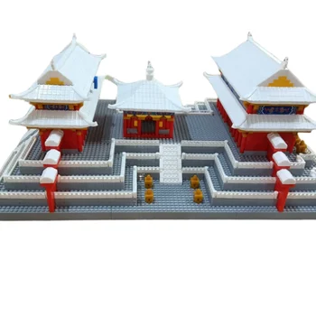 Архитектура китайского дворца Строительный блок Снежный пейзаж Императорский дворец Древнее украшение рабочего стола Креативный подарок для детей