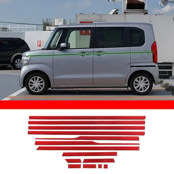 Для 2017-2021 Honda N-BOX JF3 JF4 мягкое углеродное волокно кузов автомобиля талия декоративная полоса наклейка аксессуары для защиты автомобиля