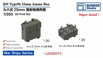 БУНКЕР IJN35011 25-мм ящик для патронов IJN Type96 в масштабе 1/350