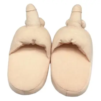 1 пара зимние тапочки забавная форма пениса спальня пара зимние теплые тапочки моделирование мужчины женщины мода плюшевые плоские тапочки